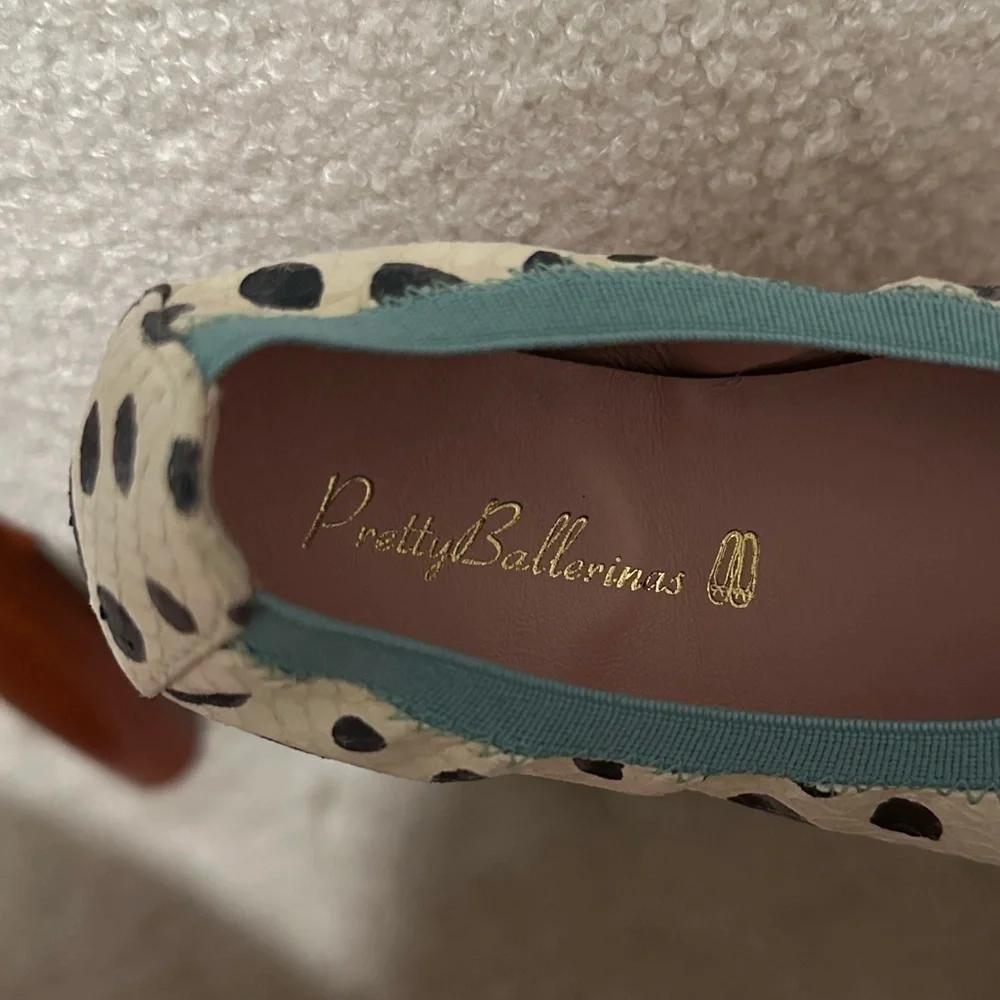 Pretty Ballerinas Kids Handmade Valerie Polka Dot Croc Embossed Leather Flats